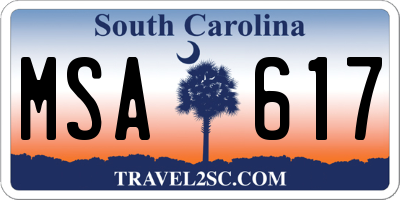 SC license plate MSA617