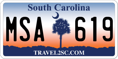 SC license plate MSA619