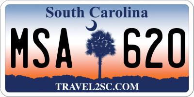 SC license plate MSA620