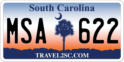 SC license plate MSA622