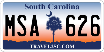 SC license plate MSA626
