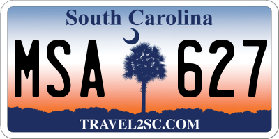 SC license plate MSA627