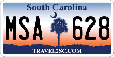 SC license plate MSA628