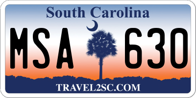 SC license plate MSA630