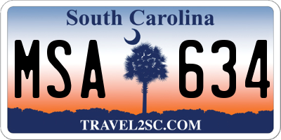 SC license plate MSA634
