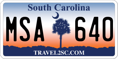 SC license plate MSA640