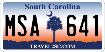 SC license plate MSA641