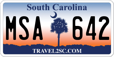 SC license plate MSA642