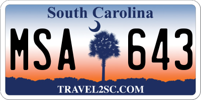 SC license plate MSA643