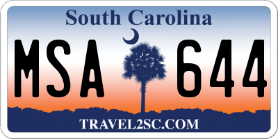 SC license plate MSA644