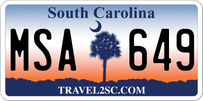 SC license plate MSA649