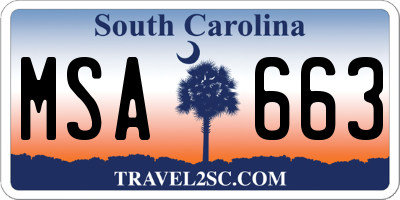 SC license plate MSA663