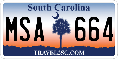SC license plate MSA664