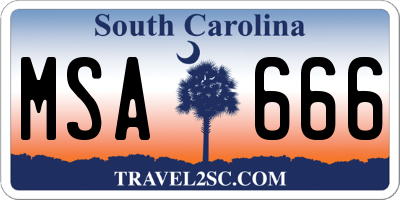 SC license plate MSA666