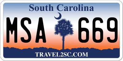 SC license plate MSA669