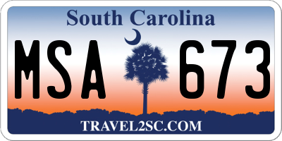 SC license plate MSA673