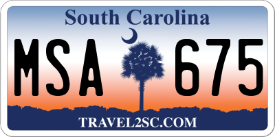 SC license plate MSA675