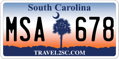SC license plate MSA678