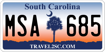 SC license plate MSA685