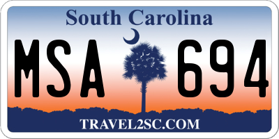 SC license plate MSA694