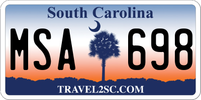 SC license plate MSA698