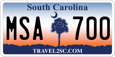 SC license plate MSA700