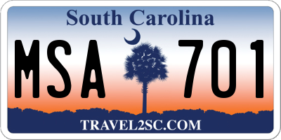 SC license plate MSA701