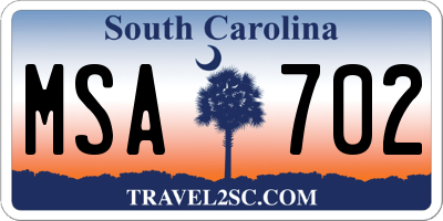 SC license plate MSA702