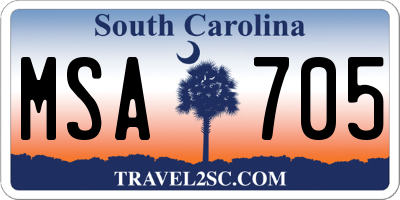 SC license plate MSA705