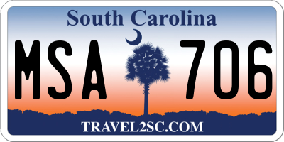 SC license plate MSA706