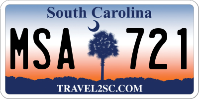 SC license plate MSA721