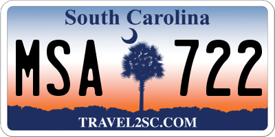 SC license plate MSA722