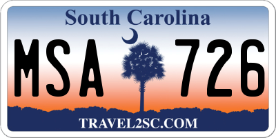 SC license plate MSA726