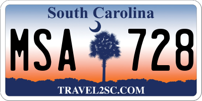 SC license plate MSA728