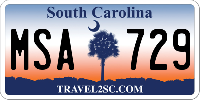 SC license plate MSA729
