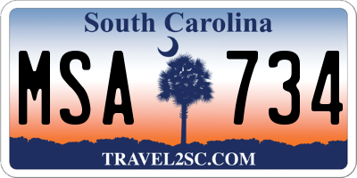 SC license plate MSA734