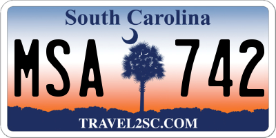SC license plate MSA742