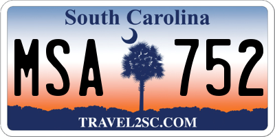 SC license plate MSA752