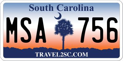 SC license plate MSA756