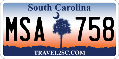 SC license plate MSA758