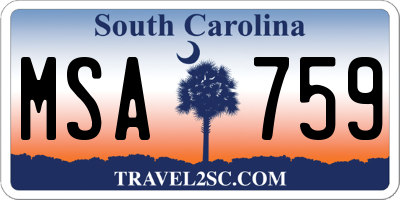 SC license plate MSA759