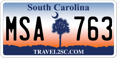 SC license plate MSA763