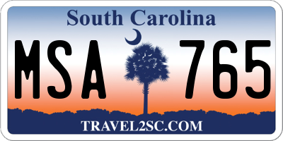 SC license plate MSA765