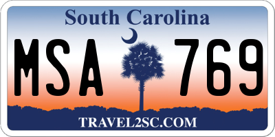 SC license plate MSA769