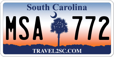 SC license plate MSA772