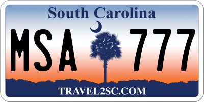 SC license plate MSA777