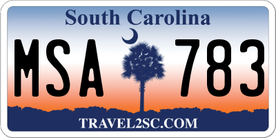 SC license plate MSA783