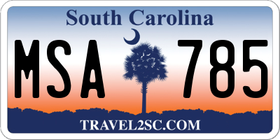 SC license plate MSA785