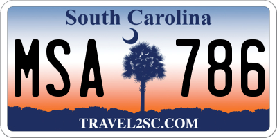 SC license plate MSA786