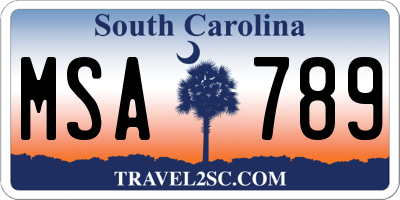 SC license plate MSA789